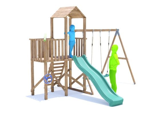 BalconyFort Climbing Frame with Double Swing & Slide