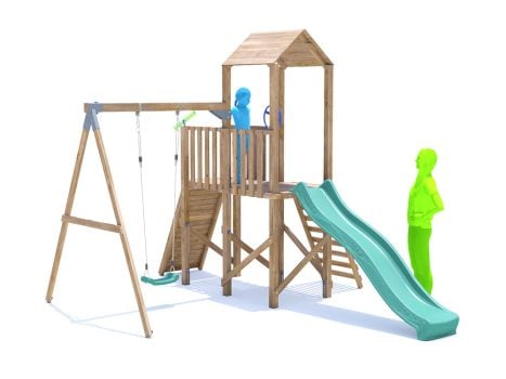 FrontierFort Climbing Frame with Single Swing, HIGH Platform & Slide
