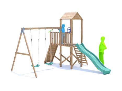 FrontierFort Climbing Frame with Double Swing, HIGH Platform & Slide