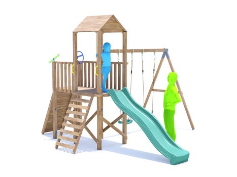 FrontierFort Climbing Frame with Double Swing, HIGH Platform & Slide