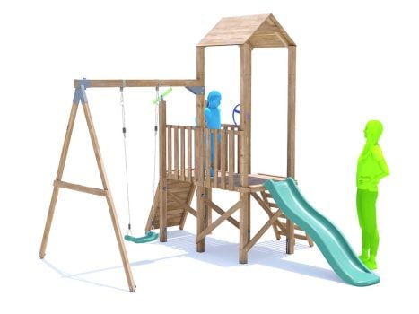 FrontierFort Climbing Frame with Single Swing, Low Platform & Slide