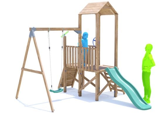 FrontierFort Climbing Frame with Single Swing, Low Platform & Slide