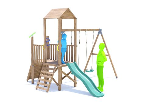 FrontierFort Climbing Frame with Double Swing, LOW Platform & Slide