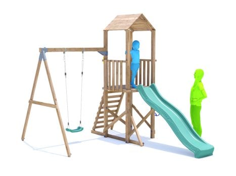 SquirrelFort Climbing Frame with Single Swing, HIGH Platform & Slide
