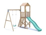SquirrelFort Climbing Frame with Single Swing, HIGH Platform & Slide