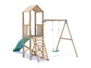 SquirrelFort Climbing Frame with Single Swing, HIGH Platform & Slide