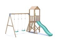 SquirrelFort Climbing Frame with Double Swing, HIGH Platform & Slide