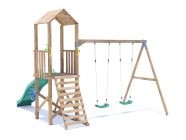 SquirrelFort Climbing Frame with Double Swing, HIGH Platform & Slide