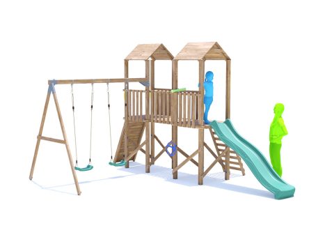 MegaFort Climbing Frame with Double Swing, HIGH Platform & Slide