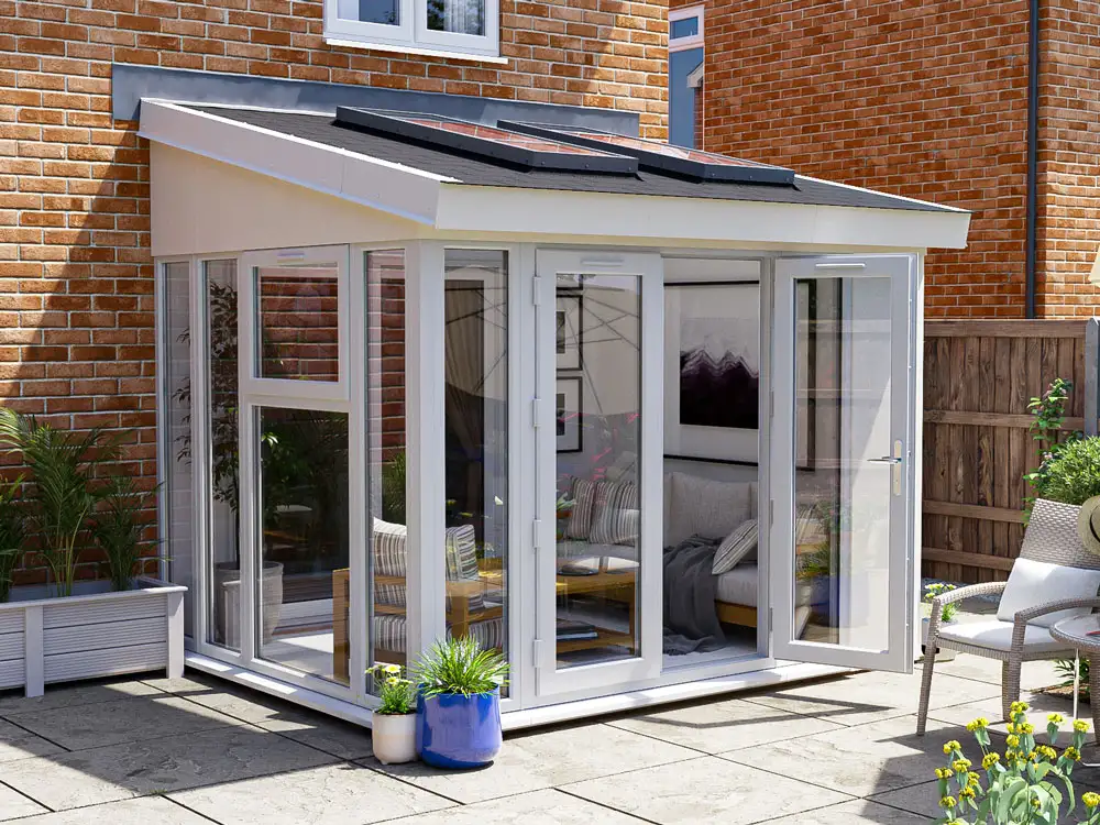 Addroom 3m x 2.5m Conservatory Alternative with Skylights Grey uPVC Painted