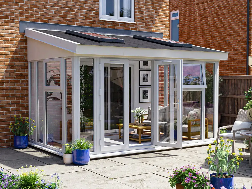 Addroom 4m x 2.5m Conservatory Alternative with Skylights Grey uPVC Painted