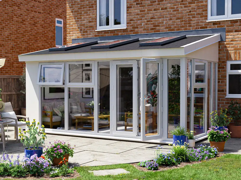 Addroom 5m x 2.5m Conservatory Alternative with Skylights Grey uPVC Painted