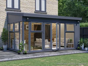 5m x 3m Conservatory Alternative Addroom Vision Right Grey