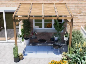 Open Brise Soleil Pergola W2.6m x D1.8m - Louvre Closed