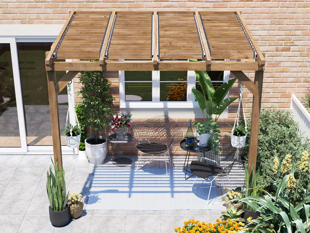 Open Brise Soleil Pergola W2.6m x D1.8m - Louvre Closed