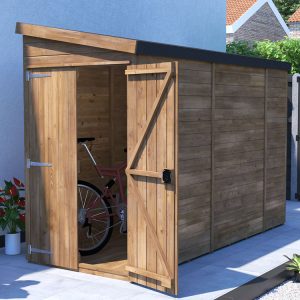 Reverse pent shed wooden