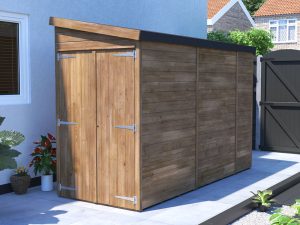 Reverse pent shed wooden