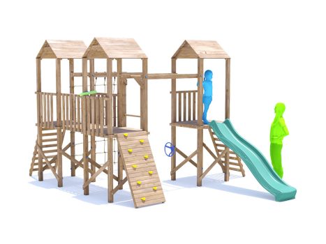 ChallengeFort Climbing Frame with HIGH Platform, Monkey Bars, Cargo Net & Slide