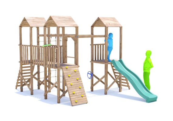 ChallengeFort Climbing Frame with Monkey Bars, Cargo Net & Slide