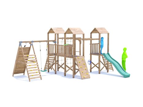 ChallengeFort Climbing Frame with Single Swing, HIGH Platform, Tall Climbing Wall, Monkey Bars, Cargo Net & Slide