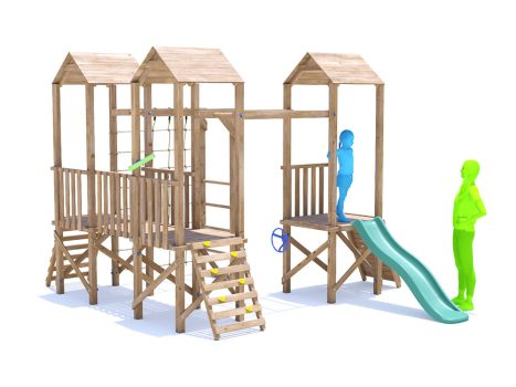 ChallengeFort Climbing Frame with LOW Platform, Monkey Bars, Cargo Net & Slide