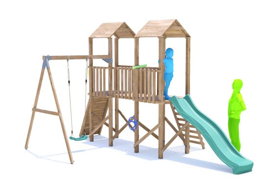 MegaFort Climbing Frame with Single Swing & Slide