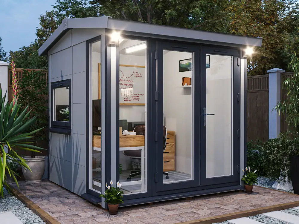 Dominator 2.5m x 2.5m Composite Garden Office Gable Roof White uPVC Painting Suggestion