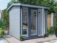 Dominator 2.5m x 2.5m Composite Garden Office Gable Roof Grey uPVC Painting Suggestion