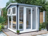 Dominator 2.5m x 2.5m Composite Garden Office Gable Roof White uPVC Painting Suggestion