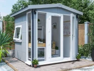 Dominator 2.5m x 2.5m Composite Garden Office Gable Roof White uPVC Painting Suggestion