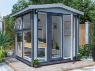 Dominator 2.5m x 2.5m Composite Garden Office Gable Roof Grey uPVC Painting Suggestion