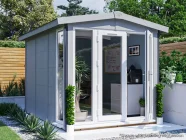 Dominator 2.5m x 3.5m Composite Garden Office Gable Roof White uPVC Painting Suggestion