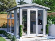 Dominator 2.5m x 3.5m Composite Garden Office Gable Roof White uPVC Painting Suggestion