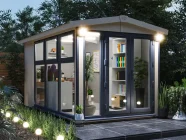 dominator garden office 2.5 x 4.5 grey upvc office