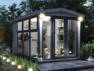 dominator garden office 2.5 x 4.5 grey upvc office