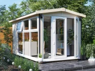 dominator garden office 2.5 x 4.5 grey upvc office