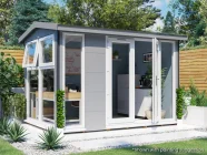 Dominator 3.5m x 2.5m Composite Garden Office Gable Roof White uPVC Painting Suggestion