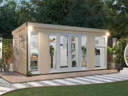 Unpainted with white upvc Composite Dominator Garden Office with pent roof 5.5m x 2.5m