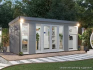 Grey-painted composite dominator garden office with white upvc 5.5m x 2.5m