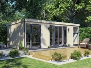 Unpainted Dominator Composite Garden Office 7.5m x 3.5m grey upvc, pent roof