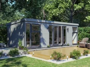 Dominator Composite Pent Garden Office 7.5m x 3.5m grey painted and grey upvc