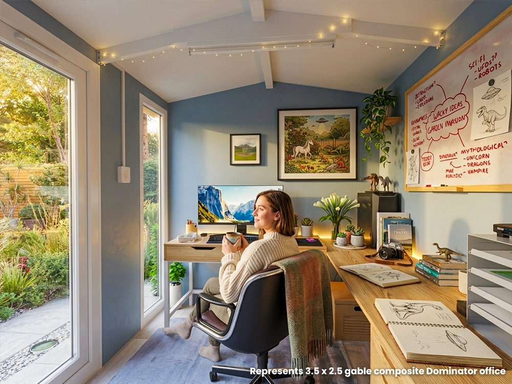 Dominator Composite Garden Office – Glazed | BuyGardenPods product image 3