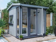 Dominator 2.5m x 2.5m Composite Garden Office Gable Roof Grey uPVC Painting Suggestion