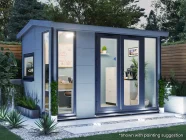 Dominator 3.5m x 2.5m Composite Garden Office Gable Roof Grey uPVC Painting Suggestion Night