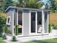 Dominator 3.5m x 2.5m Composite Garden Office Gable Roof White uPVC Painting Suggestion