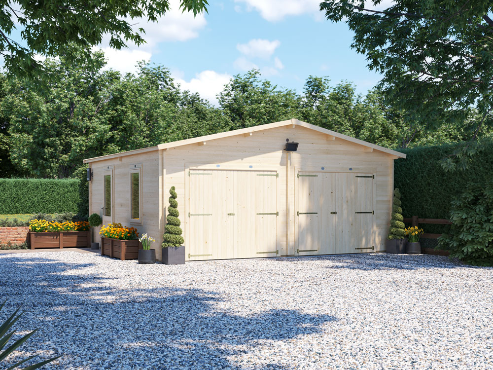 Wooden double garage