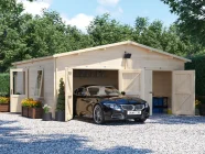 Deore Double Wooden Garage Workshop 6m x 5.5m with Car