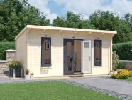 Terminator Insulated Garden Room 5m x 3m, grey uPVC, summer scene