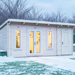 E10-Terminator-Insulated-EA-5530-Winter-White Warmalog Log Cabin