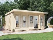 Dominator Classic Garden Office with extended roof canopy